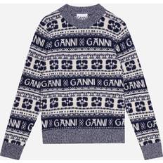 Ganni Dam Kläder Ganni Pullover Wool Mix O-neck Stickat Dam Flerfärgad