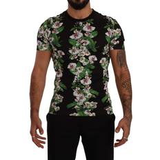 Dolce & Gabbana Bomull - Herr - Svarta T-shirts Dolce & Gabbana Black Floral Print Crewneck T-shirt IT56