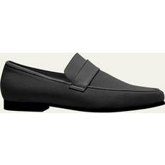 Kanvas Loafers Toteme Leather-trimmed canvas penny loafers black