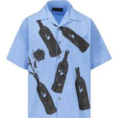 Prada Printed cotton bowling shirt blue