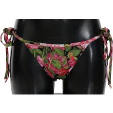 Dolce & Gabbana Bikiniunderdelar Dolce & Gabbana Black Pink Rose Print Bottom Bikini Beachwear IT4