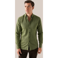 Eton Flanellskjortor - XL Eton Mörkgrön flanellskjorta