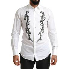 Dolce & Gabbana Bomull - Herr Kläder Dolce & Gabbana White Tuxedo Slim Fit Baroque Shirt IT38