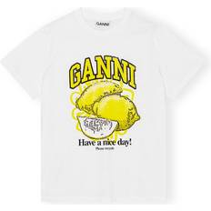 Ekologiskt material - Herr T-shirts Ganni Relaxed Lemon T-shirt Unisex - Bright White