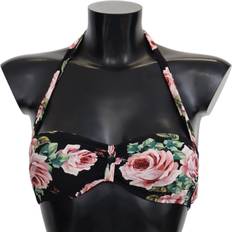 One Size Bikiniöverdelar Dolce & Gabbana Black Roses Print Swimsuit Beachwear Bikini Tops IT1
