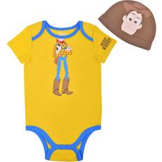Disney Jumpsuits Barnkläder Disney Baby’s Short Sleeve Onesie with Cap, Toy Story Woody Costume, Romper Set, Yellow, 12M