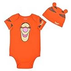 Disney Jumpsuits Barnkläder Disney Baby Short Sleeve creeper with Cap, Tigger The Tiger Costume, Orange Romper Set, 24M