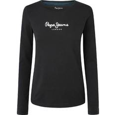 Pepe Jeans Dam - Svarta T-shirts & Linnen Pepe Jeans Damen Langarm-Shirt NEW VIRGINIA