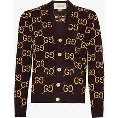 Gucci XS Koftor Gucci GG jacquard wool cardigan brown