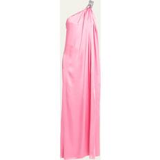Stella McCartney Långa klänningar Stella McCartney Falabella Crystal Chain Double Satin One-Shoulder Gown, Woman, Bright Pink, Bright Pink