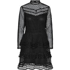 Dragkedja - Enfärgade - Korta klänningar Y.A.S Alberta LS New Lace Dress - Black