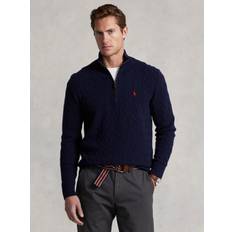 Ralph Lauren Tröjor Ralph Lauren Cable-Knit Wool-Cashmere Zip Sweater Navy
