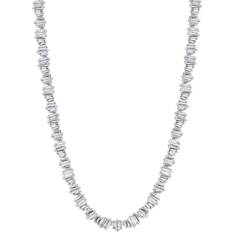 Halsband Jon Richard Rhodium Plated Crystal Allway Baguette Necklace