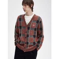 Fred Perry Koftor Fred Perry Tartan Relaxed Fit Cardigan, Brown/Multi