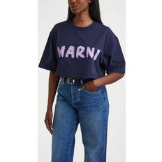 Marni Dam T-shirts Marni T-Shirt Cropped Cotton Logo Svart IT EUR 38