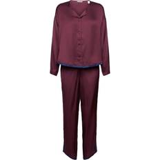 Esprit Morgonrockar & Badrockar Esprit Bodywear dam satin Colour Block CVE pyjamas set, bordeaux röd
