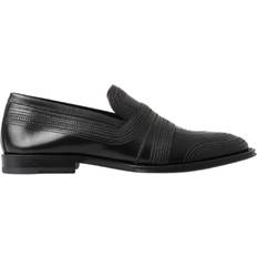 Dolce & Gabbana Loafers Dolce & Gabbana Black Leather Slipper Loafers Stitched Shoes EU44/US11