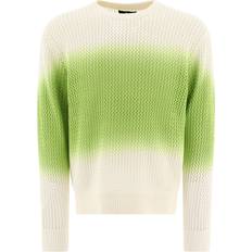 Stussy White & Green Crewneck Sweater BGRE BRIGHT GREEN