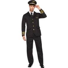 Karnival Costumes 82237 manlig flygbolag pilotkostym, män, svart, Svart