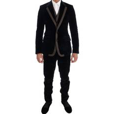 Dolce & Gabbana Herr Kostymer Dolce & Gabbana Blue Velvet Two Button Slim Piece Suit IT46