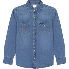 Blåa - Herr - Jeansskjortor Wrangler Indigood 27MW Western Shirt - Icon Mid Stone