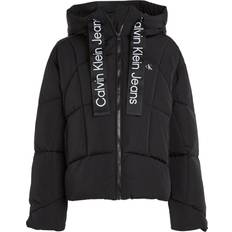 Calvin Klein Dam - Jeansjackor Ytterkläder Calvin Klein Logo Tape Short Puffer Jacket BLACK