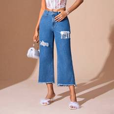Shein Bomull - Dam Byxor & Shorts Shein Fashionable Ripped Jeans