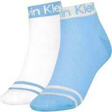 Calvin Klein Dam Strumpor Calvin Klein 2-pack Logo Welt Quarter Socks Blue/White One