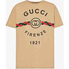 Gucci XS T-shirts Gucci Logo-print Cotton-jersey T-shirt Mens Camel