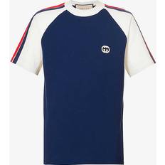 Gucci XS T-shirts & Linnen Gucci T-shirt en coton mélangé à broderie logo bleu L,M,XL,XXL,3XL,S,XS