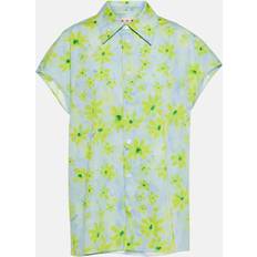 Marni Dam Överdelar Marni Womens Aquamarine Floral-print Relaxed-fit Cotton Shirt