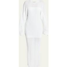 Stella McCartney Långa klänningar Stella McCartney Lightweight Plisse Knit Maxi Dress 9000 PURE WHITE