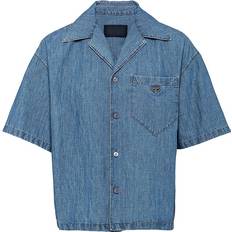 Prada Skjortor Prada Cotton and linen bowling shirt blue