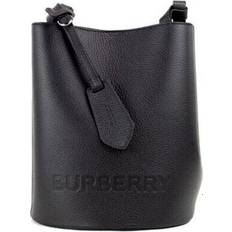 Burberry Svarta Axelremsväskor Burberry Lorne Small Black Pebbled Leather Bucket Crossbody Handbag Purse