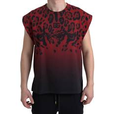Dolce & Gabbana Bomull - Herr Linnen Dolce & Gabbana Red Leopard Cotton Sleeveless Tank T-shirt IT48