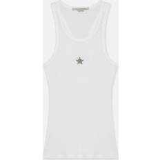 Stella McCartney Linnen Stella McCartney Womens White Star-embroidered Slim-fit Woven-blend top