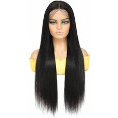 Shein Transparent 4 X 4 Lace Closure Wig Straight Free Part Natural Black Color Brazilian Virgin Human