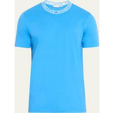 Moncler Blåa - Bomull T-shirts Moncler Blue Jacquard T-Shirt 72I