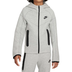 S - Tunnare jackor Barnkläder Nike Older Kid's Sportswear Tech Fleece Full Zip Hoodie - Dark Grey Heather/Black/Black (FD3285-063)