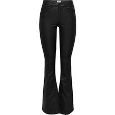 Dam - Friluftsbyxor - W33 Byxor & Shorts Only Blush Coated Skinny Flared Pant - Black