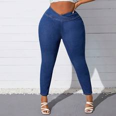 Modal Jeans Shein Women'S Plus Skinny Jeans With V-Shaped Waist