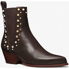 Michael Kors Dam Kängor & Boots Michael Kors MK Kinlee Astor Studded Leather Ankle Boot Chocolate