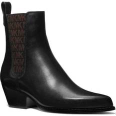 Michael Kors Dam Kängor & Boots Michael Kors MK Kinlee Leather and Stretch Knit Ankle Boot Blk/brown