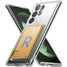 Ringke Transparent Plånboksfodral Ringke Fusion-kortfodral kompatibelt med Samsung Galaxy S23 Ultra 5G fodral 2023 transparent hård baksida med inbyggd smal korthållare plånboksfodral för S23 Ultra – klart