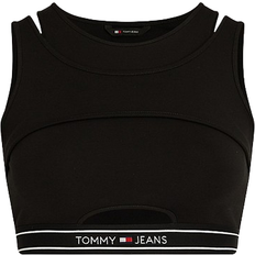 Tommy Hilfiger Dam Linnen Tommy Hilfiger Super Cropped Logo Tape Cutout Tank Top - Black