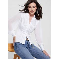 Guess Dam Skjortor Guess Pleated Sleeves Shirt White