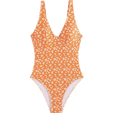 Shein Swim Mod Women's Printed One-piece Swimsuit With V-neck, Random Print