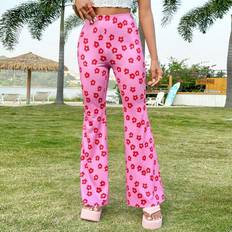 Shein Dam Byxor & Shorts Shein Floral Print Flared Trousers