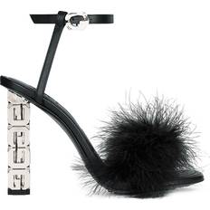 Givenchy Sandaler Givenchy Cube feather-trimmed leather sandals black