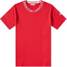 Moncler Röda Kläder Moncler Red Garment-Washed T-Shirt 477 RED